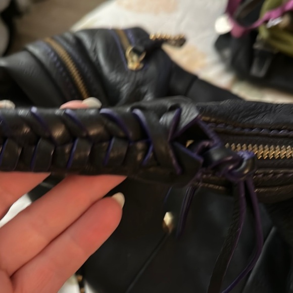 Black Leather Oryany Studded hobo Women's Bag purse - Picture 7 of 15